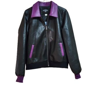 RIVERDALE faux leather pretty poisons bomber jacket color black & purple size L